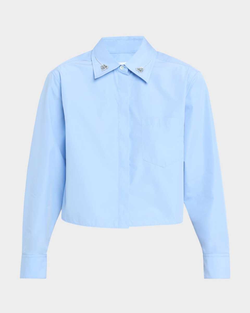 Long-Sleeve Shirt with Embellished Collar